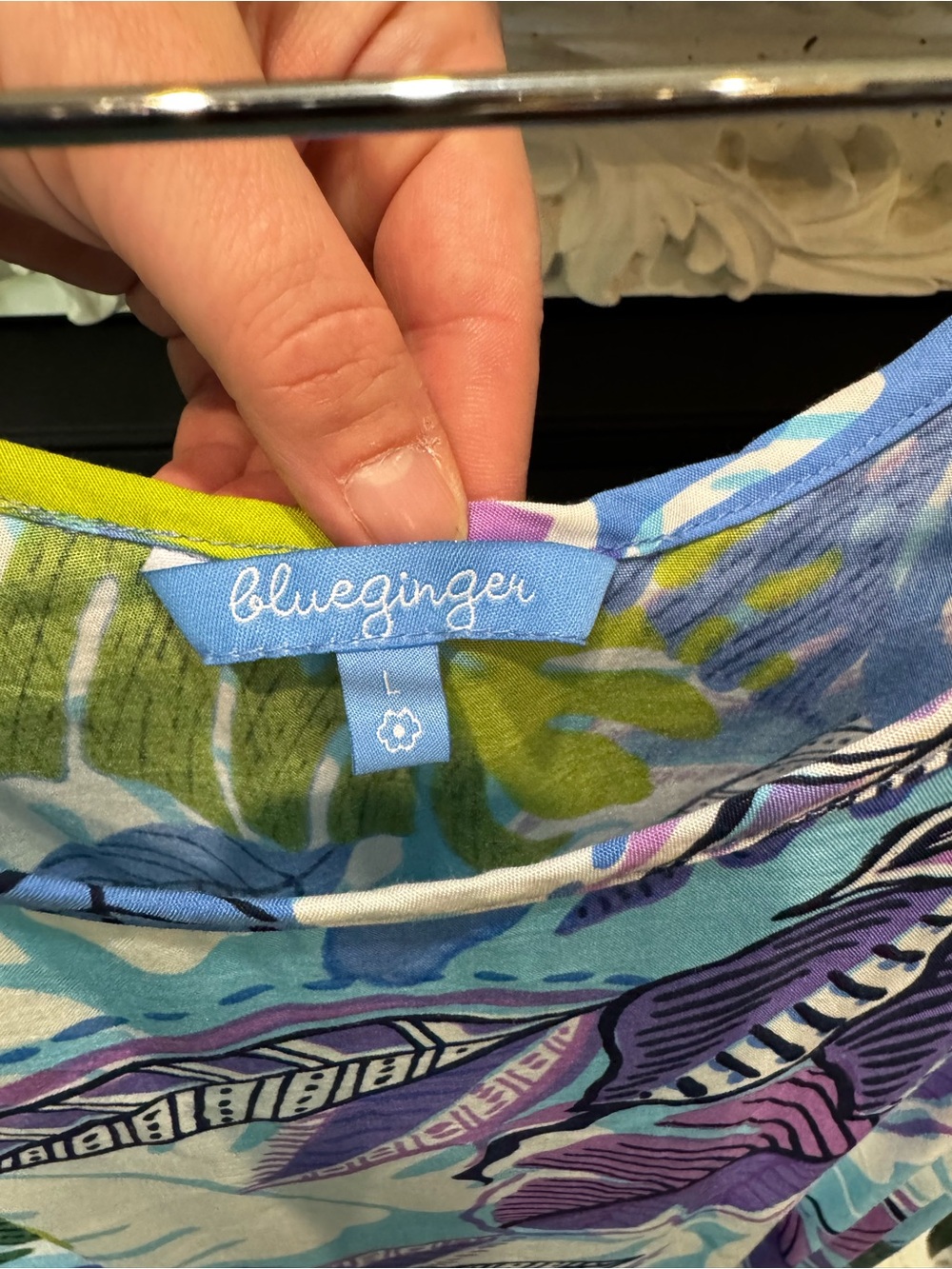 Blue Ginger Sleeveless Tropical Leaf Maxi Dress in Blue, Purple and Green - Picture 2 of 3